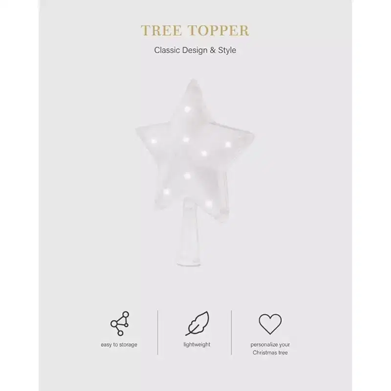Tree Nest Glittered 3D Star Battery Operated Christmas Tree Topper, Silver